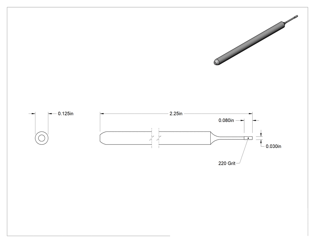 Teknik Çizim - Metaller için Uzun Ömürlü Taşlama Ucu, 1/8" Şaft Çapı, 0.03" Baş Çapı, 0.08 inç Baş Uzunluğu