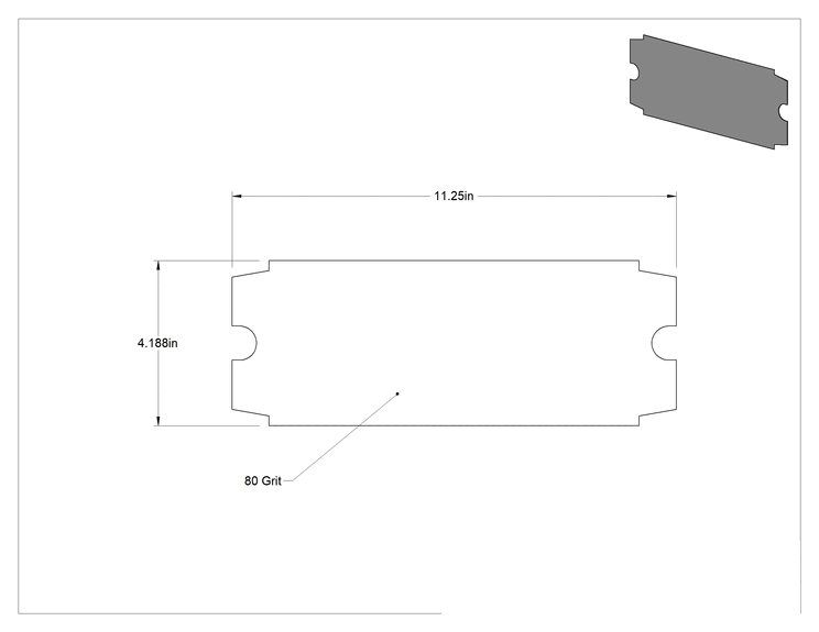 Teknik Çizim - Direk Zımparaları için Zımpara Kağıtları, 4-1/4" Genişlik x 11-1/4" Uzunluk, Pürüzlü Yüzey için, 80 Kum