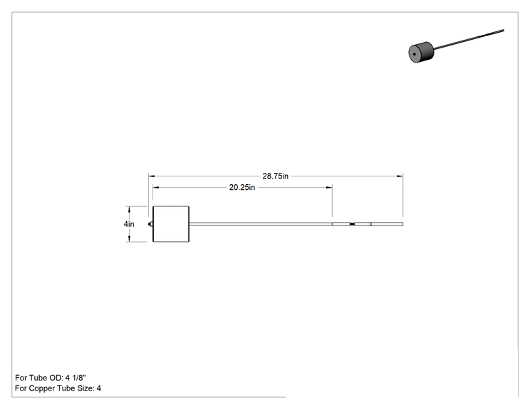 Teknik Çizim - 4 inçlik Bakır Boru için Akış Durdurucu
