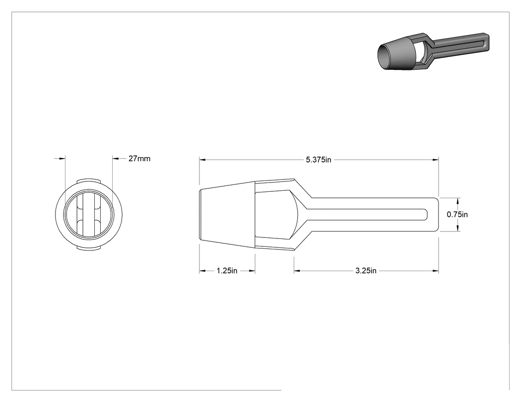 Teknik Çizim - Çekiçle Çalışan Delgeç, 27 mm Delik Çapı için