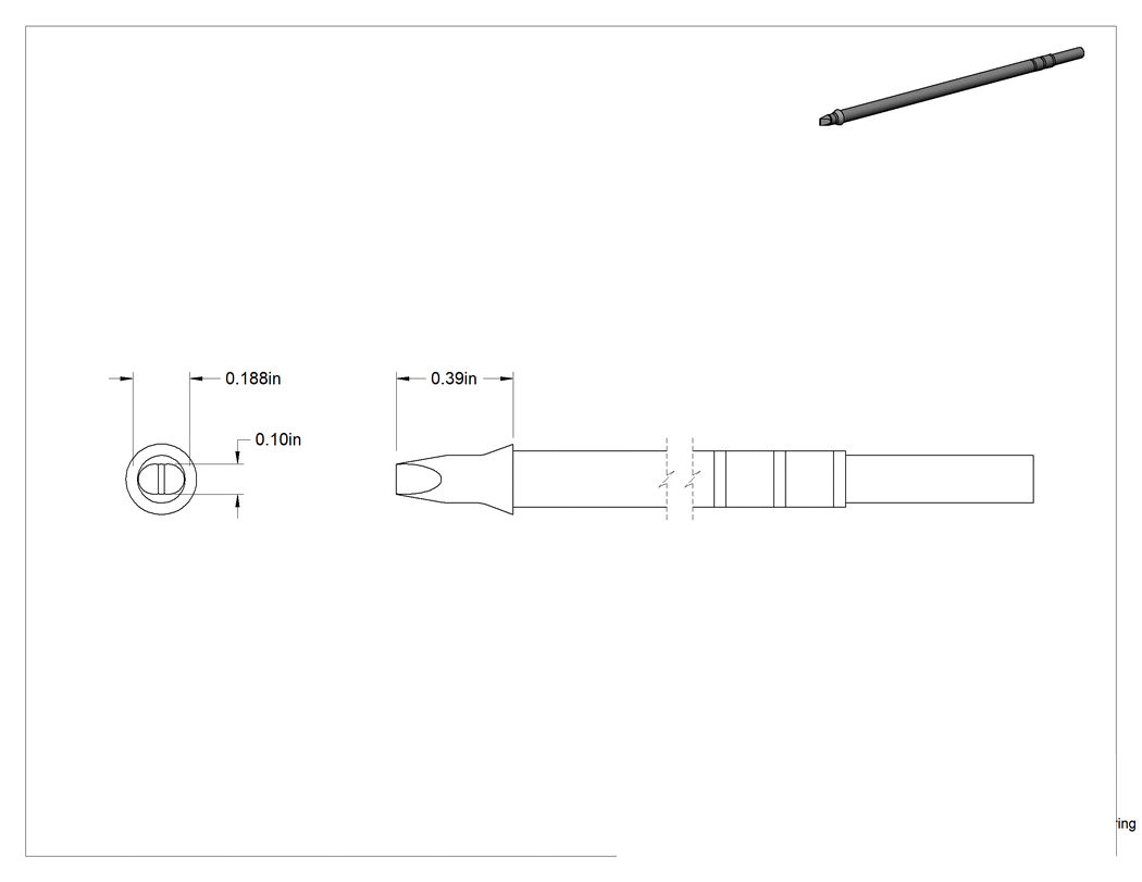 Teknik Çizim - Metcal Model Numarası Cvc-8CH0025S Lehim İstasyonları için Lehim Havyası Ucu