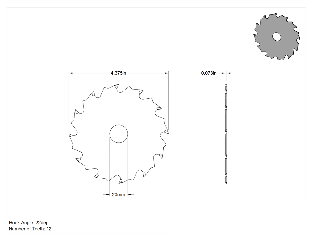 Teknik Çizim - Ahşap için 4-3/8" Çapında Dairesel Testere Bıçağı