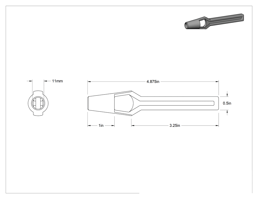 Teknik Çizim - Çekiçle Çalışan Delgeç, 11 mm Delik Çapı için