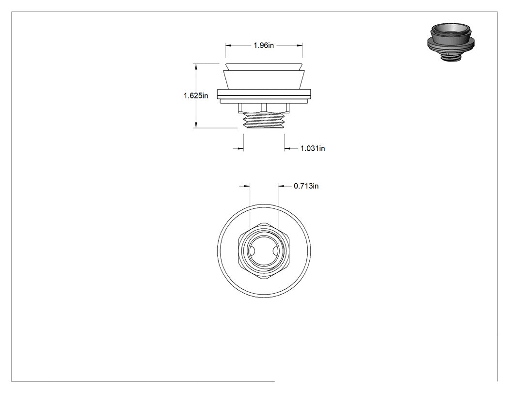 Teknik Çizim - 1-1/4" Çaplı Tankless Pisuar Konektörü