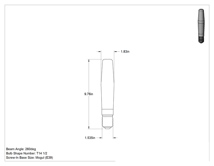 Teknik Çizim - Yüksek Basınçlı Sodyum Ampul, Boru Şeklinde, 200W, 22000 lümen
