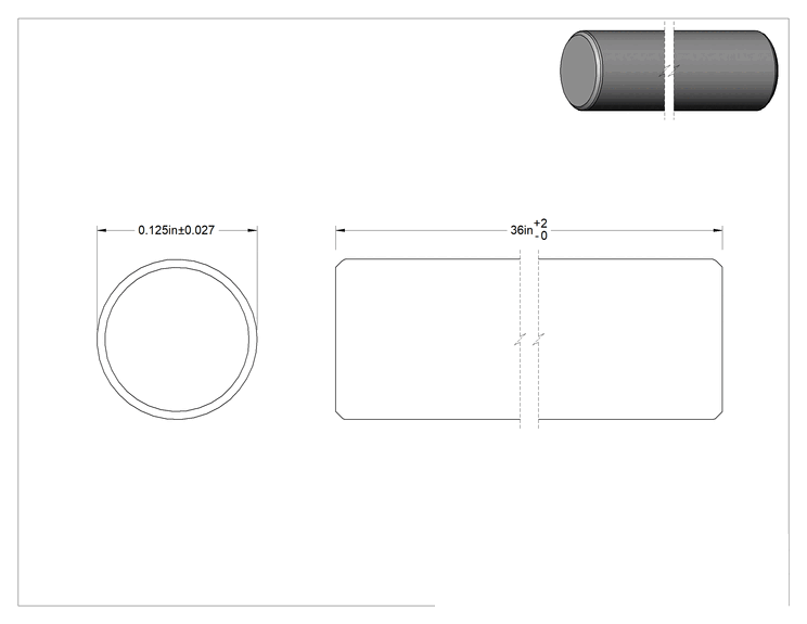 Teknik Çizim - Gıda Endüstrisi Yüksek Sıcaklık Silikon Kauçuk Çubuk, Beyaz, 1/8" Çap, 36" Uzunluk