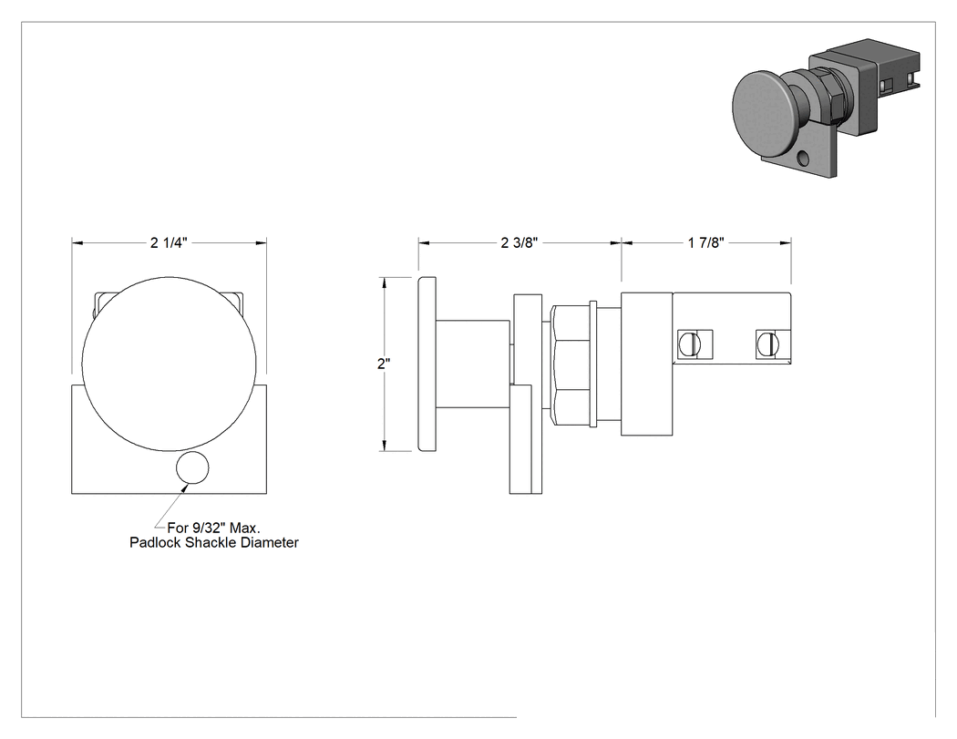 Teknik Çizim - 30 mm Panel Montajlı Basmalı Aktüatör Anahtarı, Acil Durdurma ve Kilitlemeli, Metal Taban, DPST-1NO/1NC