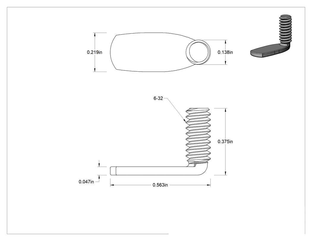 Teknik Çizim - 18-8 Paslanmaz Çelik Dik Açı Kaynak Saplamaları, 6-32 Diş Boyutu, 3/8" Uzunluk
