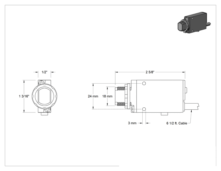 Teknik Çizim - Yerden Tasarruf Sağlayan Fotoelektrik Anahtar, Tel Uçlu, Reflektör