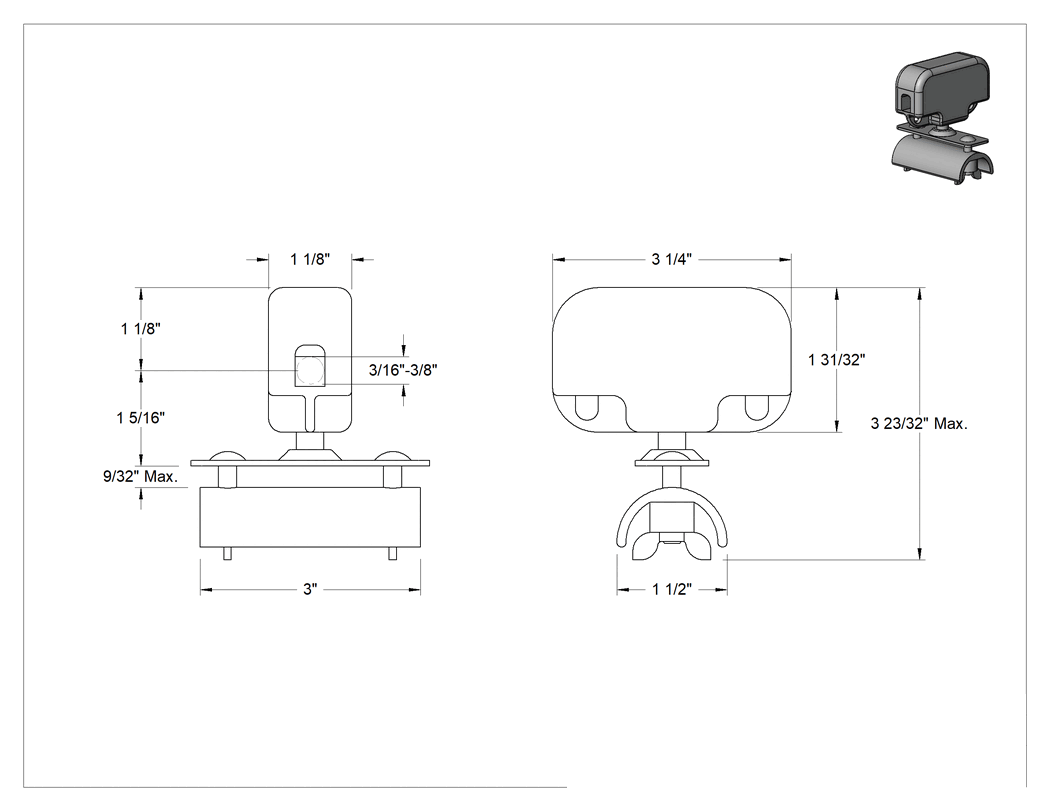 Teknik Çizim - 15 lb. Kapasiteli Düz Kablo ve Tel Halatlı Seyahat Vinç Kablo Taşıyıcısı Sistemi için Taşıyıcı