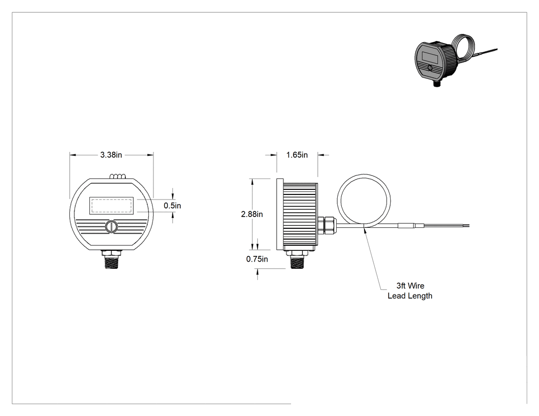 Teknik Çizim - Yüksek Hassasiyetli Dijital Basınç Test Göstergesi, AC ve DC Güç Kaynaklı, 0-1000 PSI