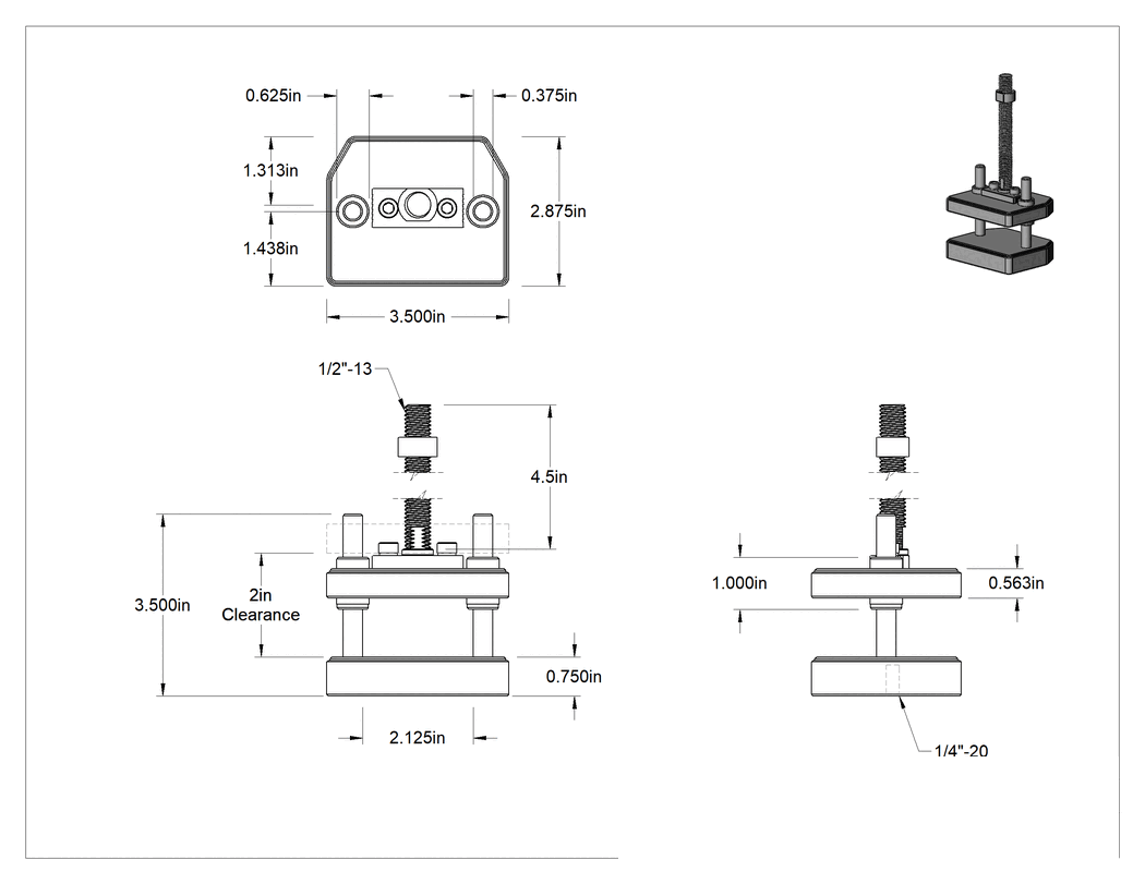 Teknik Çizim - Presler için Hızlı Kurulum Pafta Seti, 2-7/8" Uzunluk x 3-1/2" Genişlik