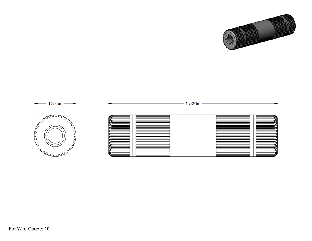 Teknik Çizim - Vidalı Uç Ekleme, Neme Dayanıklı, 10 AWG için