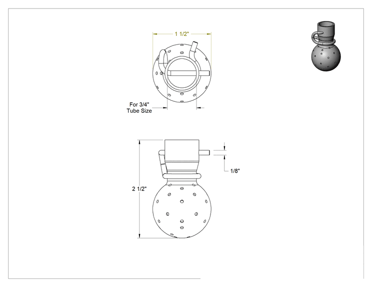 Teknik Çizim - Hijyenik Tank Yıkama Nozulu, 3/4" Dişi Boru İç Çapı