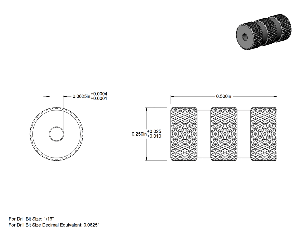 Teknik Çizim - Plastik için Strong-Hold Matkap Burcu, 0.0625" İç Çap, 1/4" Dış Çap, 1/2" Uzunluk