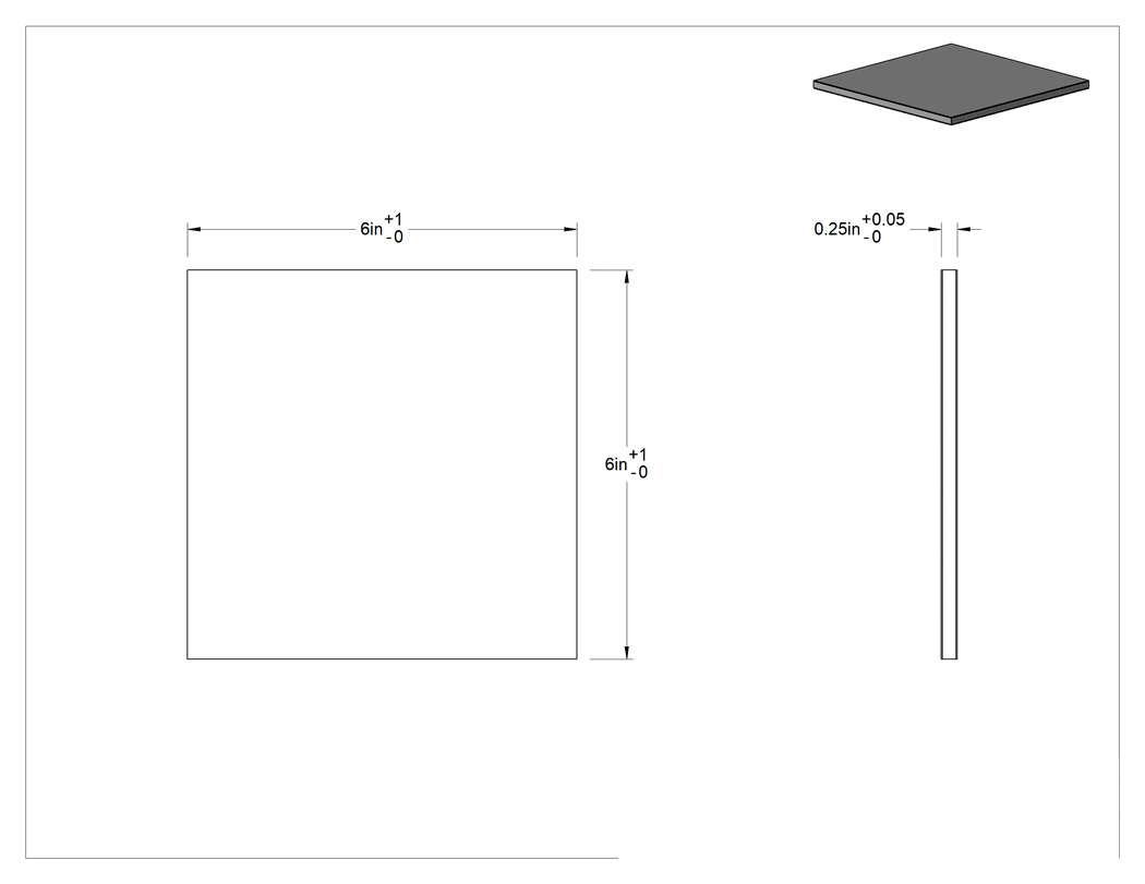 Teknik Çizim - Elektrik Yalıtımlı Torlon Pai, 6" x 6" x 1/4"