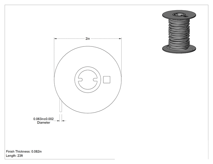 Teknik Çizim - PVC Kaplı Çelik Tel, 0.063 inç Çap, 23 Fit Uzunluk, 1/4 lb. Makara