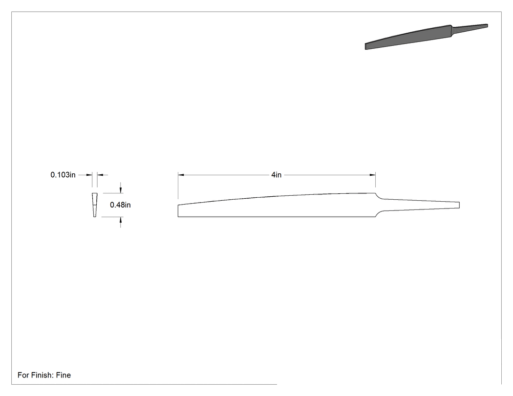 Teknik Çizim - Bıçak Törpüsü, İnce Yüzey için, 4" Uzunluk x 1/2" Genişlik