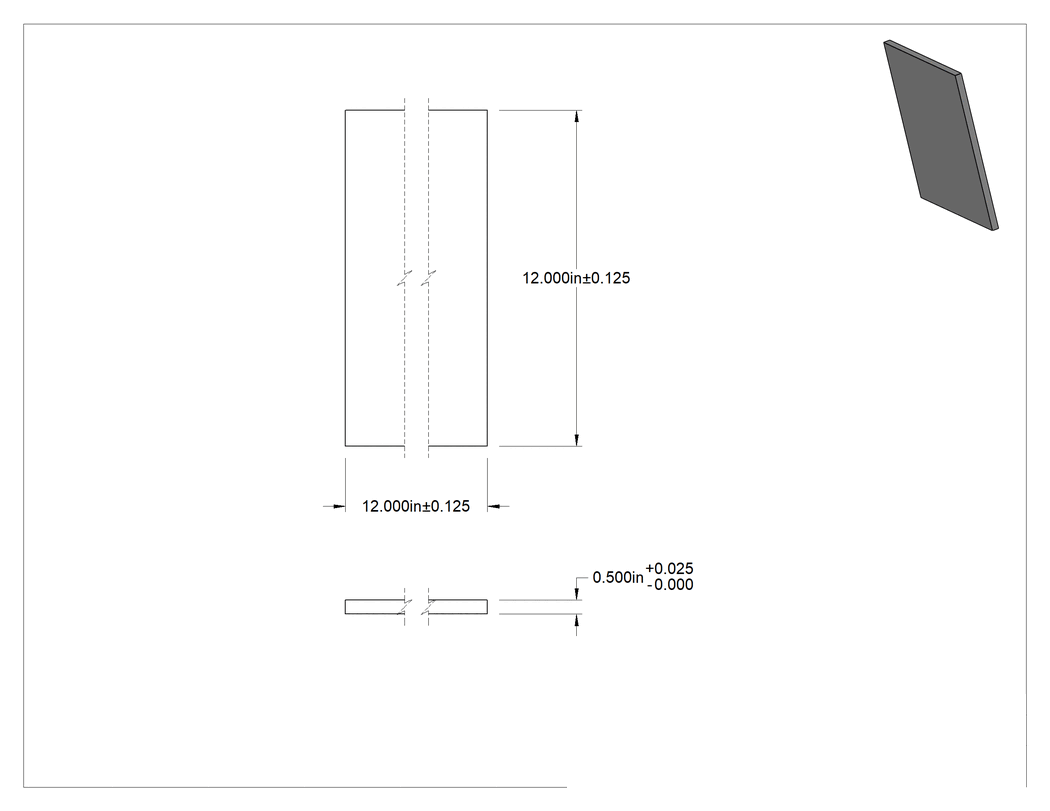 Teknik Çizim - UV ve Neme Dayanıklı Polyester Levha, 12" x 12", 1/2" Kalınlık