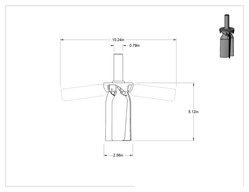 Teknik Çizim - CNC Makinesi için Talaş Fanı, 3/4" Çaplı Çelik Şaft