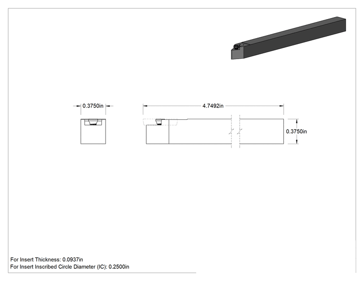 Teknik Çizim - Hassas Karbür Uç Tutucu, Sdnc, Nötr, 3/8" Şaft, 1/4" iç çember için