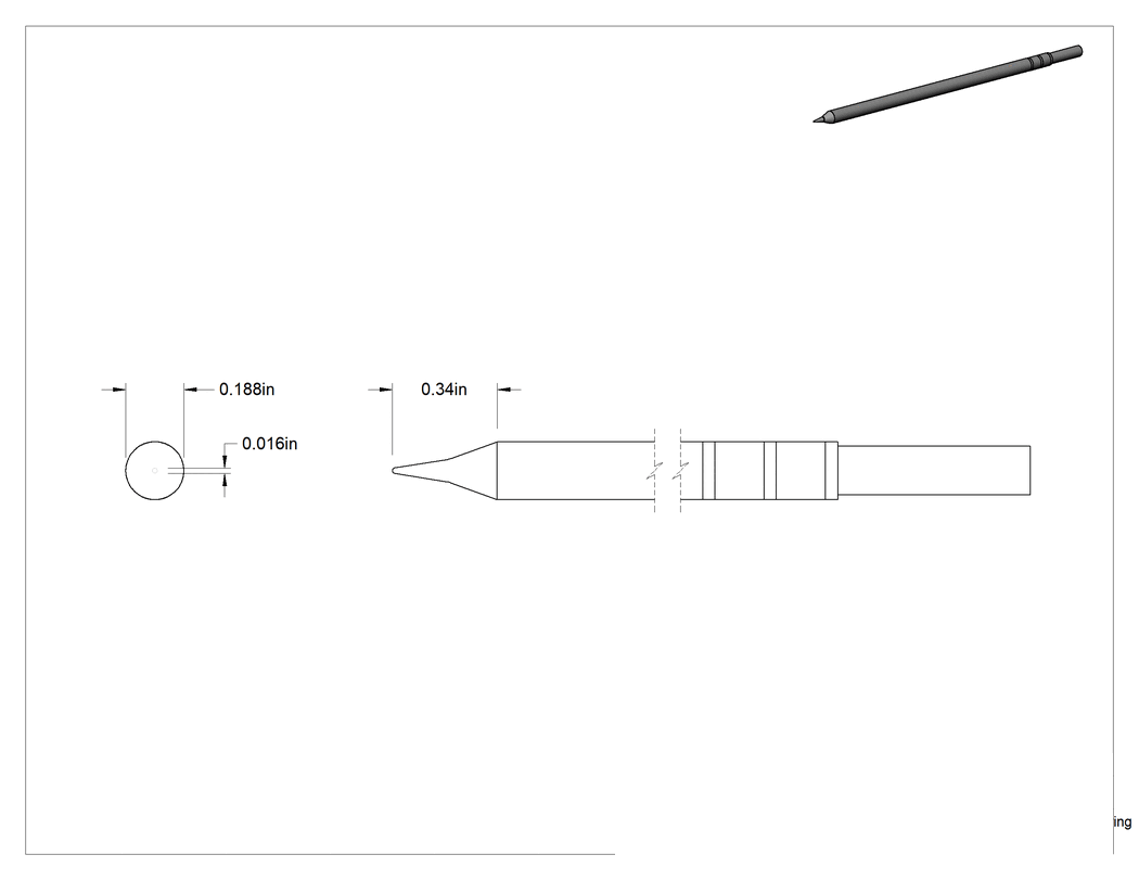 Teknik Çizim - Lehim İstasyonları için Metcal Model Numarası Cvc-9Cn0004P Lehim Havyası Ucu