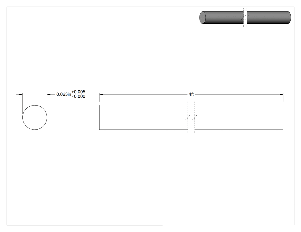 Teknik Çizim - Aşınmaya Dayanıklı Kirli Beyaz Naylon Çubuk, 1/16" Çap, 4 Fit Uzunluk
