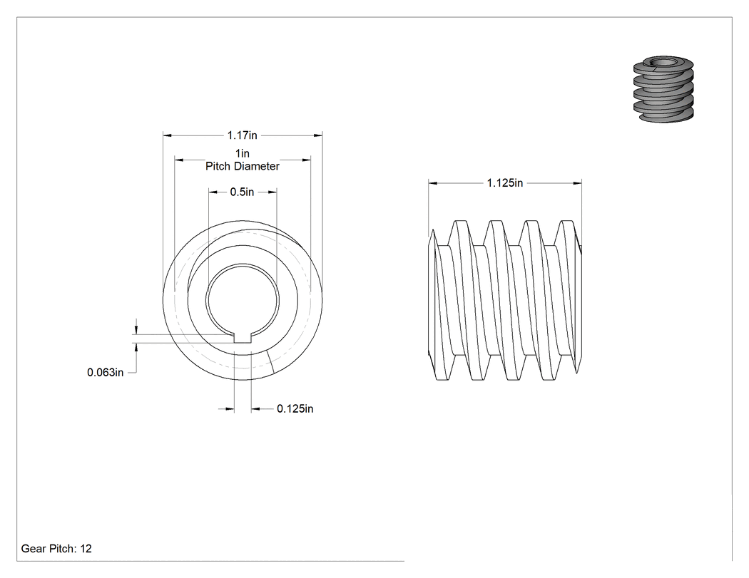 Teknik Çizim - Metal Sonsuz Dişli, Anahtarlı Delik, 12 Adım