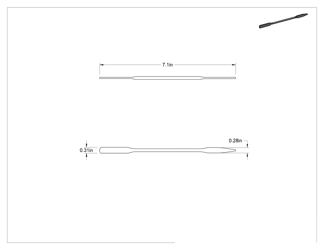 Teknik Çizim - Paslanmaz Çelik Laboratuvar Spatulası, Yuvarlak x Konik Uçlar, 7" Uzunluk