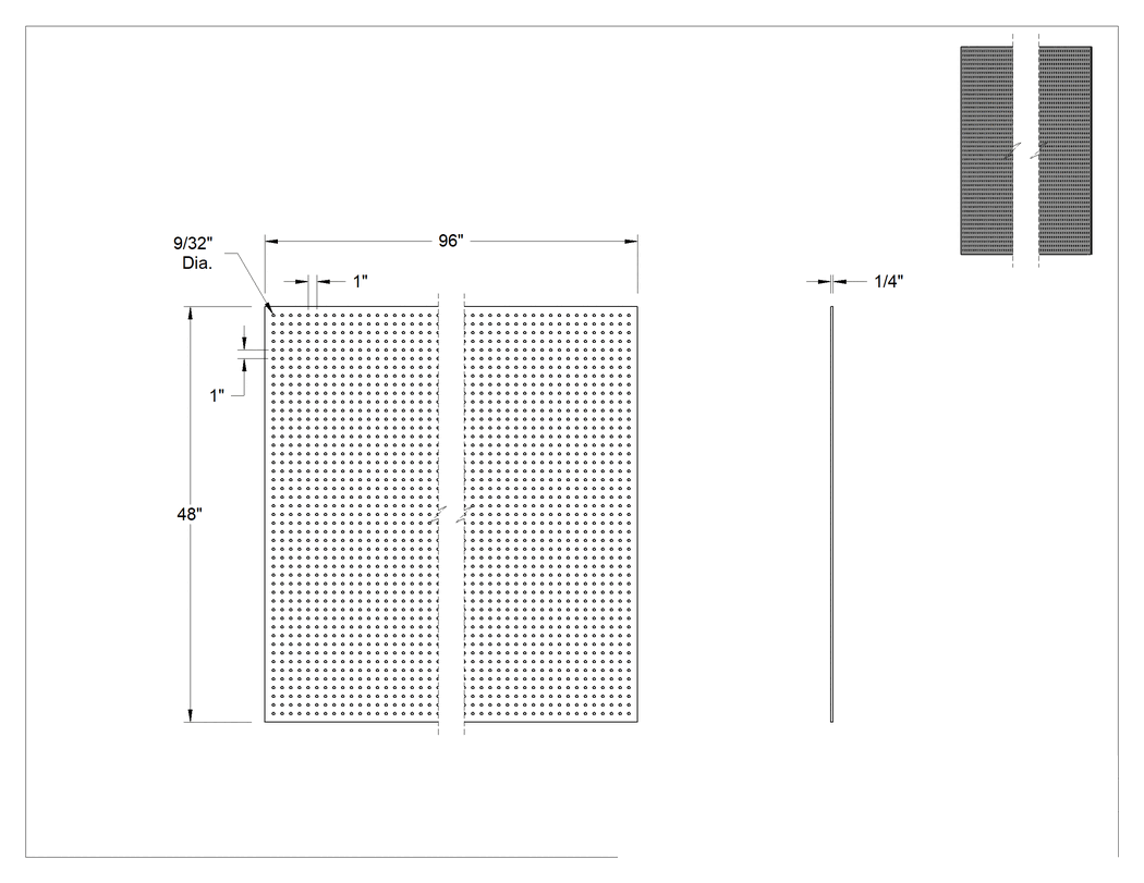 Teknik Çizim - Delikli Pano, Kahverengi Sert Levha, 9/32" Çapında Çivi Deliği, 96" x 48"