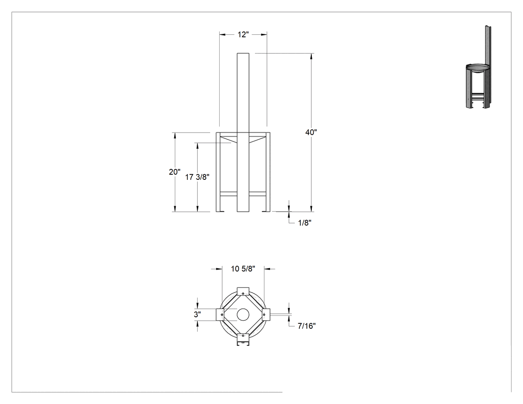 Teknik Çizim - 5 Galon Kapasiteli Polietilen Kolay Boşaltmalı Tank için Karıştırıcı Montajlı Stand