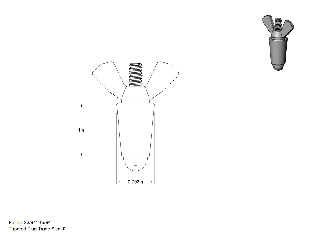 Teknik Çizim - Tight-Hold Konik Tapalar, 33/64" ila 45/64"