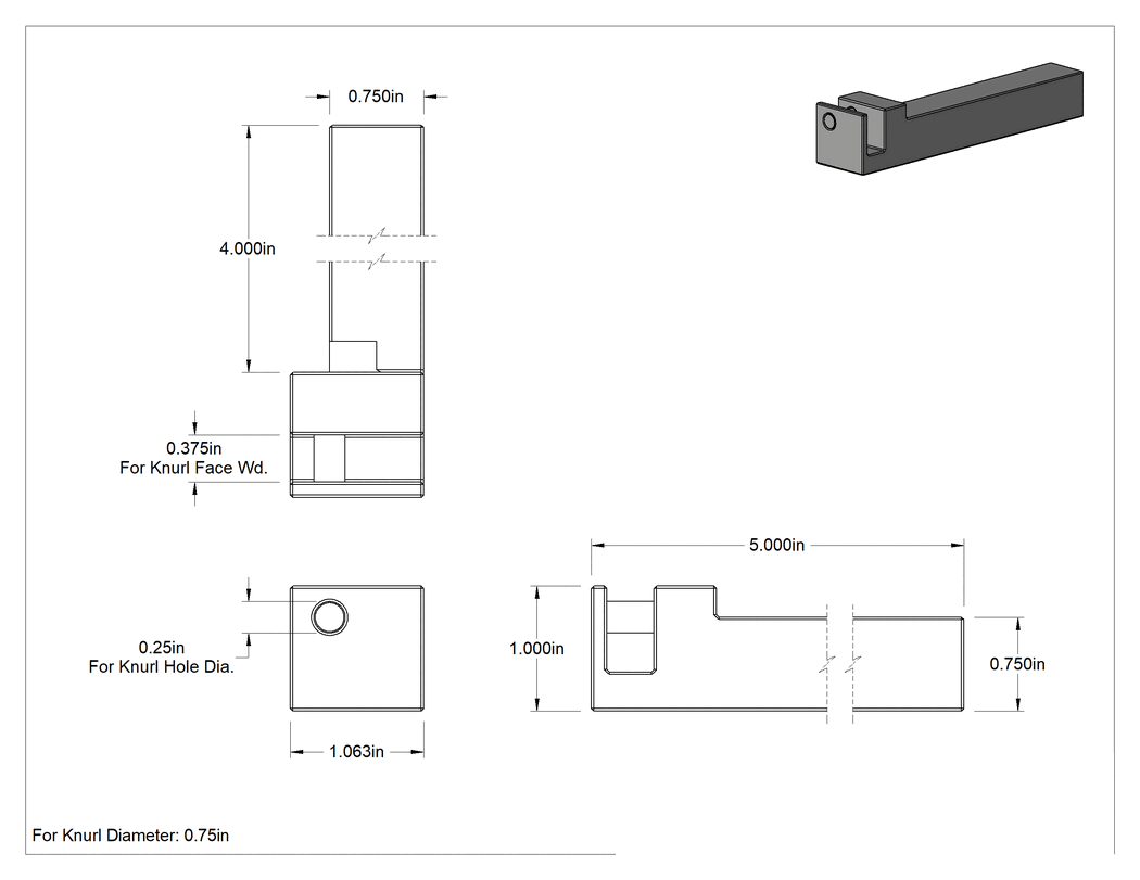 Teknik Çizim - CNC Torna Yüzey Tırtıl Alet, 3/4" x 3/4" Şaft