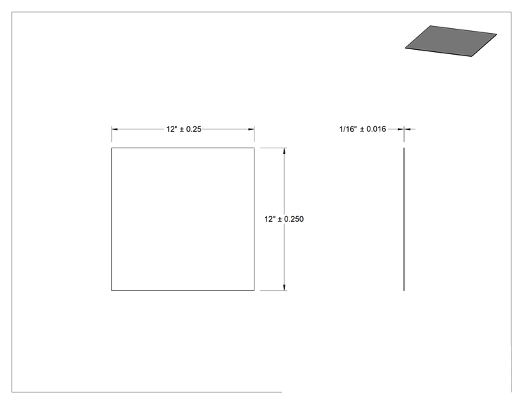 Teknik Çizim - Kumaş Takviyeli Yağa Dayanıklı Buna-N Kauçuk Levha, 12" x 12", 1/16" Kalınlık