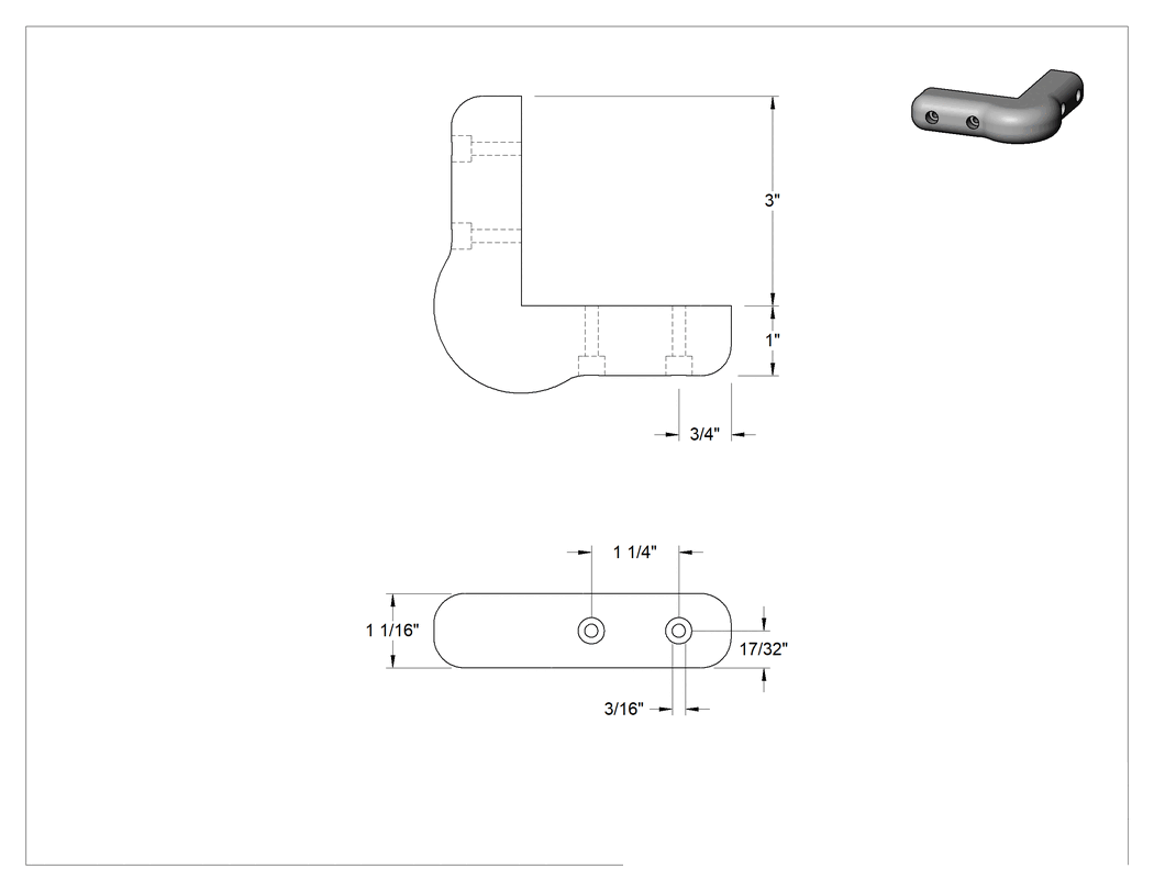 Teknik Çizim - Köşeler için Vidalı Yüzey Koruyucu, Gri Sentetik Kauçuk, 3" Uzunluk, 1-1/16" Genişlik, 1" Kalınlık