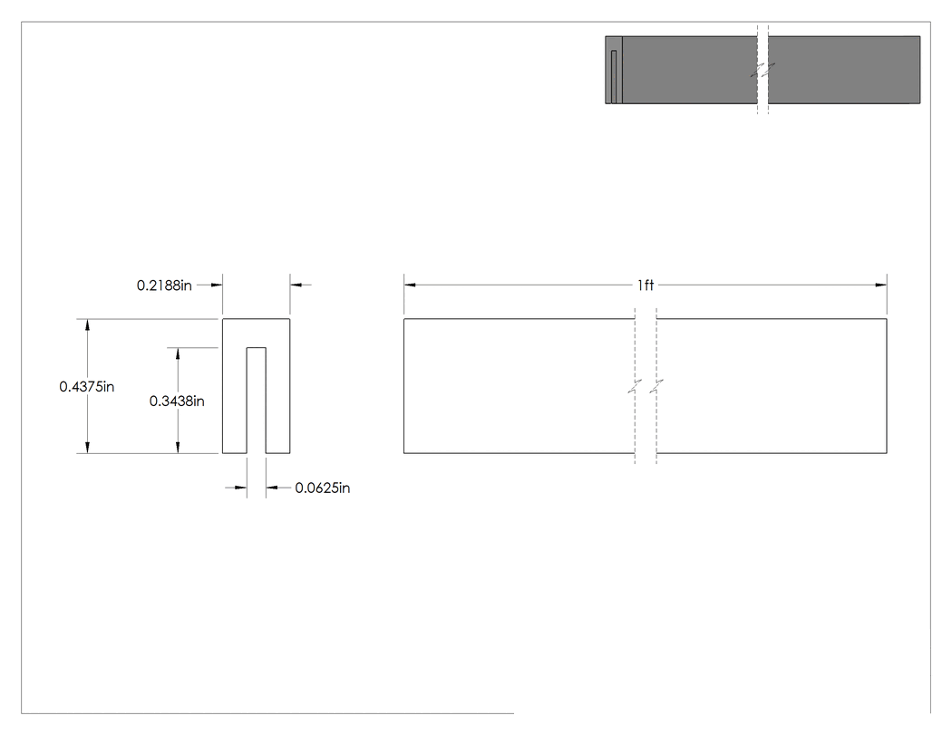 Teknik Çizim - SBR Kauçuk Kenar Çıtası, 1/16" İç Genişlik, 11/32" İç Yükseklik