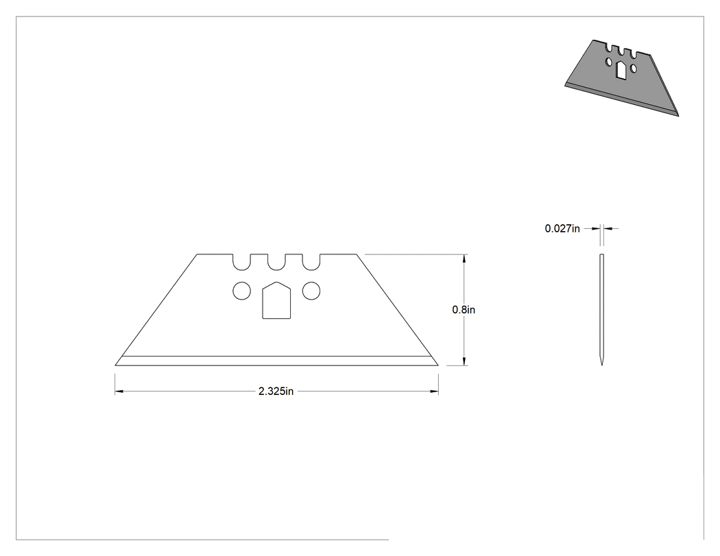 Teknik Çizim - Düz Maket Bıçağı Bıçakları, 2-1/2" Uzunluk, 7/8" Genişlik
