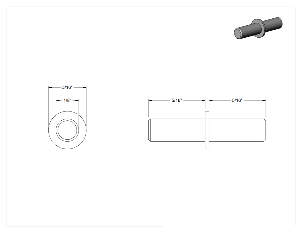 Teknik Çizim - Dolaplar ve Kitaplıklar için Raf Desteği, İtme, Galvanizli Çelik, 1/8" Pim Çapı