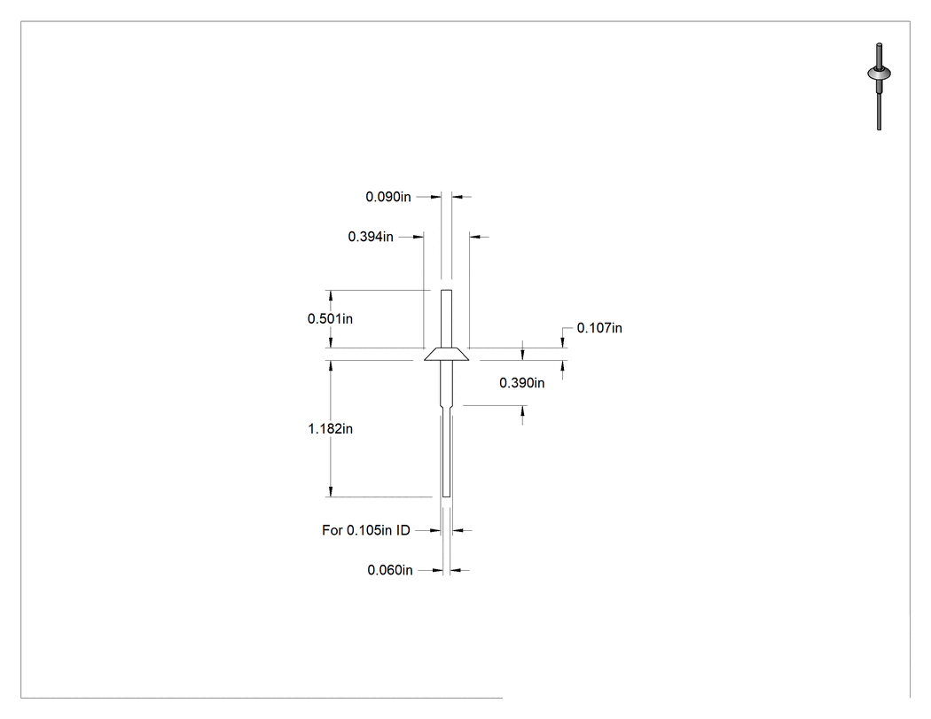 Teknik Çizim - Flanşlı Çekmeli Yuvarlak Tapa, 3/32" iç çap için