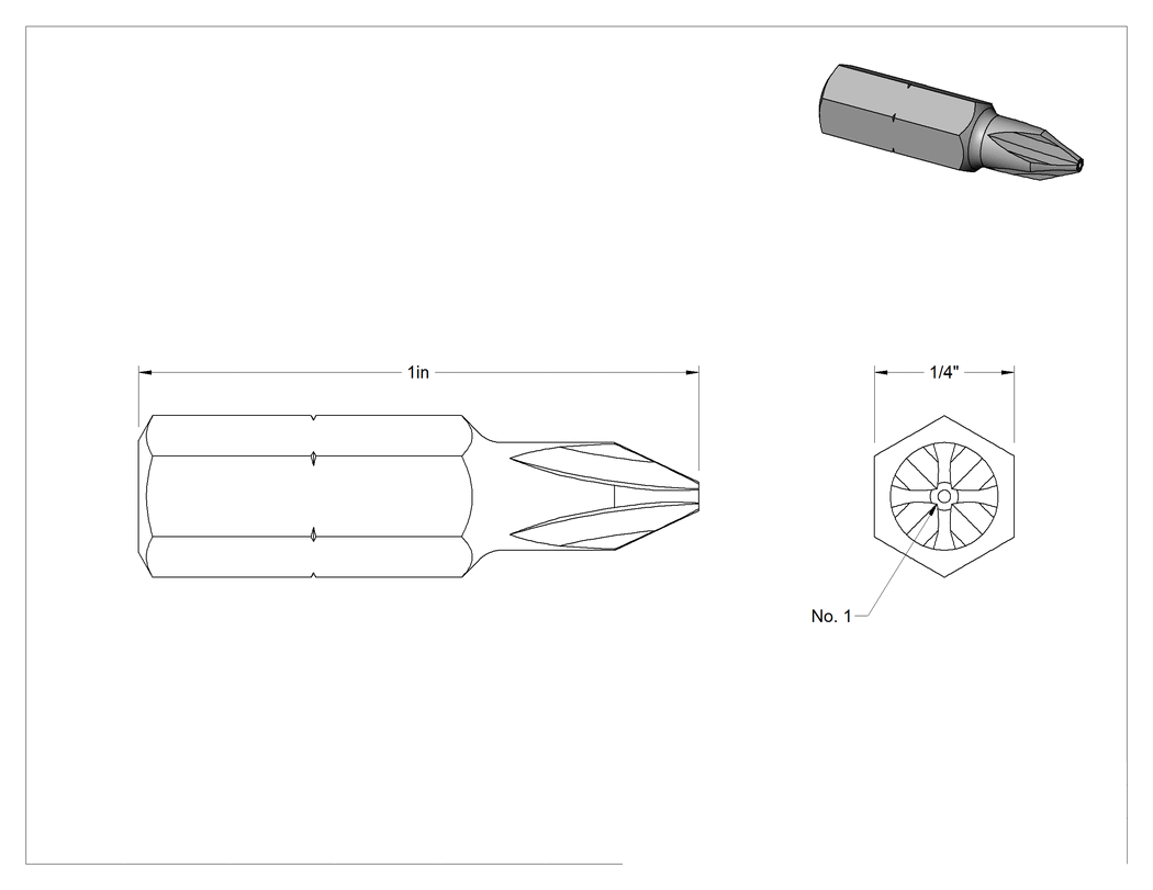 Teknik Çizim - Kurcalamaya Dayanıklı Phillips Uçları, 1/4" Altıgen Şaft