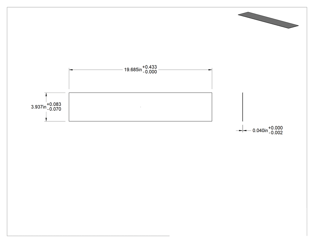 Teknik Çizim - Metal Destekli Kaygan PTFE, 4" x 20" x 0.04"