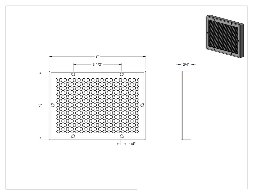 Teknik Çizim - EMI/RFI Korumalı Elektrik Muhafazası Havalandırması, 4" x 6" Açıklık için
