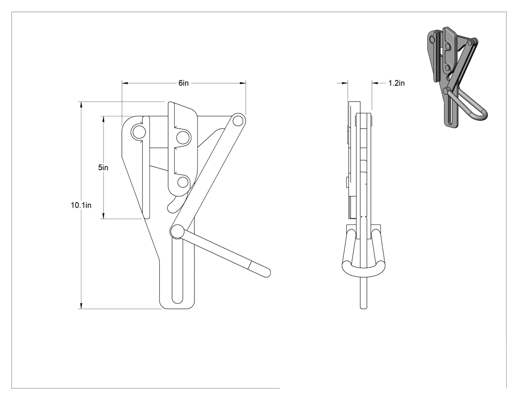 Teknik Çizim - Tel ve Kablo Çekme Kelepçesi, Pürüzsüz Çeneli, 0.31" ila 0.53" Dış Çaplı Kablo için