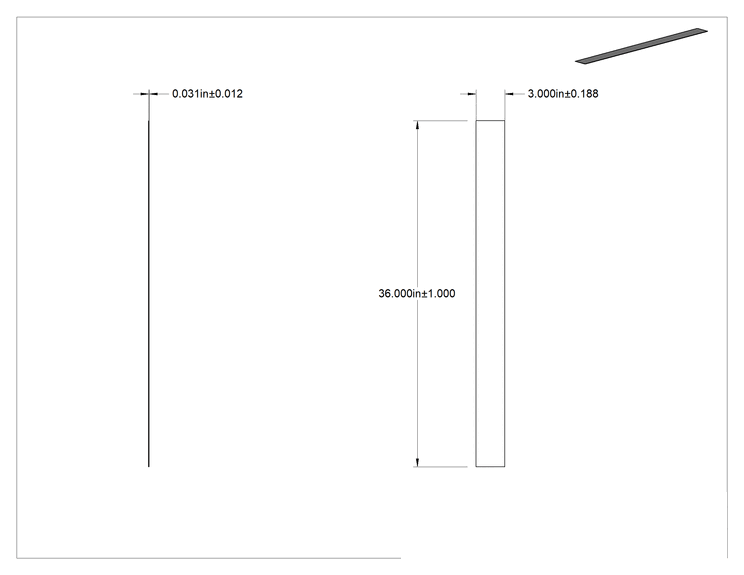 Teknik Çizim - Kimyasal ve Aşınmaya Dayanıklı Santopren Kauçuk, Gıda Endüstrisi, Yapışkan Sırtlı Şerit, 3" x 36", 1/32" Kalınlık
