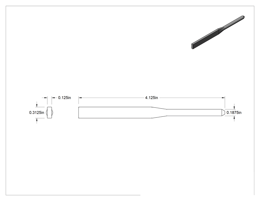Teknik Çizim - Havalı Törpü için 3/16" Şaft Çaplı Dikdörtgen Törpü