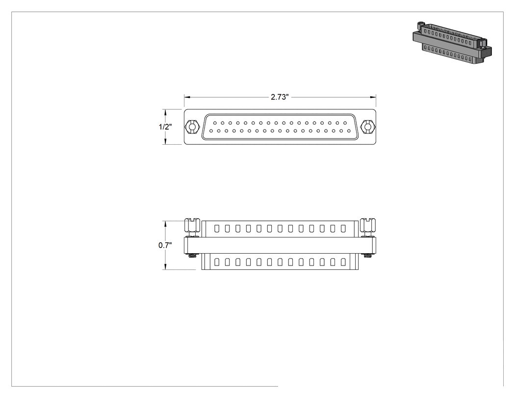 Teknik Çizim - DB37 Erkek x DB37 Erkek Adaptör