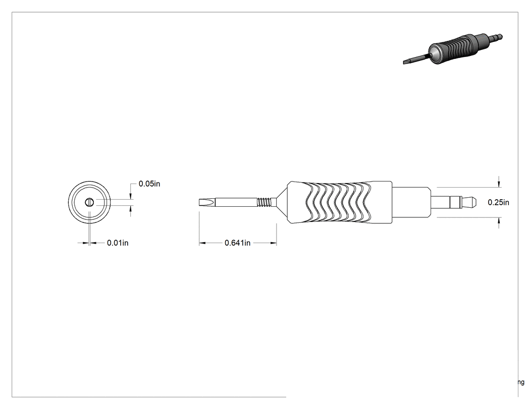 Teknik Çizim - Lehimleme İstasyonları için Weller Model Numarası Rtp 013 S MS Lehim Havyası Ucu