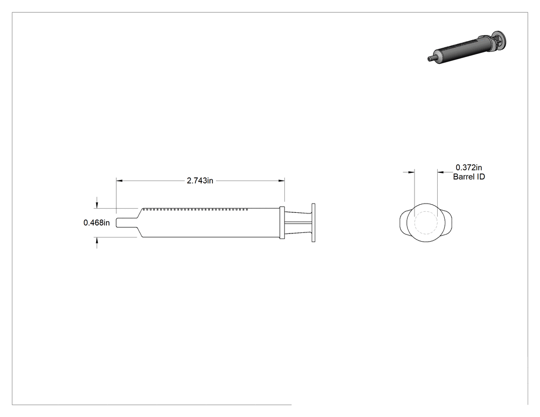 Teknik Çizim - Şeffaf Plastik Şırınga, Luer Slip Bağlantılı, 3 ml Kapasite