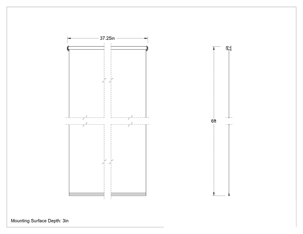 Teknik Çizim - Işık Azaltıcı Pencere Gölgelik, Kabartmalı, 37-1/4" Genişlik x 6 Fit Uzunluk