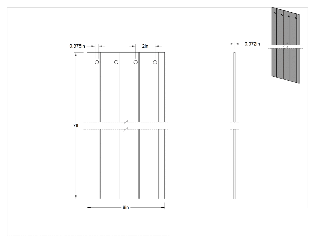 Teknik Çizim - Düşük Sıcaklık Çizilmeye Dayanıklı Kapı Şeridi, 8" Genişlik x 0.07" Kalınlık, 7 Fit Uzunluğunda